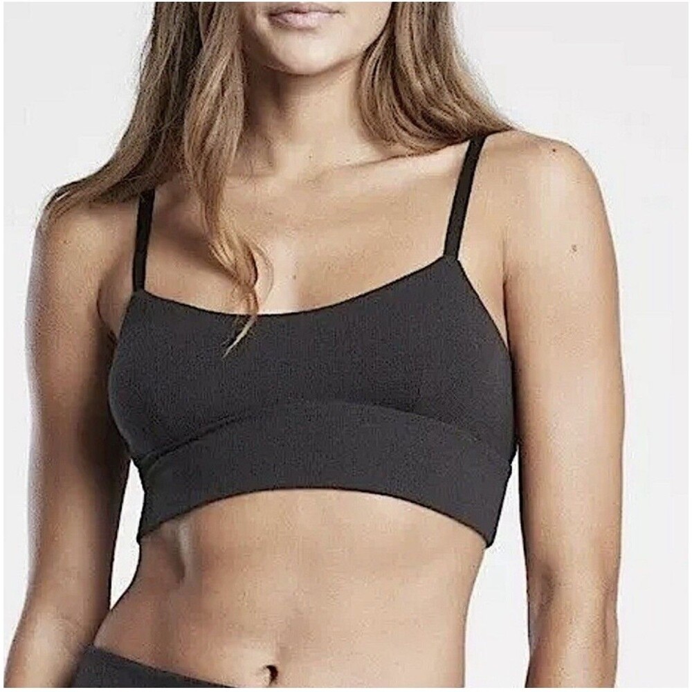 NWT ATHLETA Well Rested Rib Sleep Bra Small Black Pullover Adjustable Straps